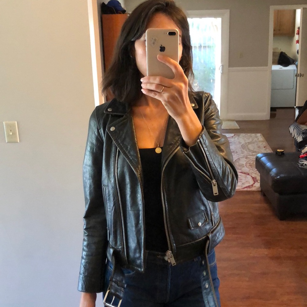 100% leather moto jacket